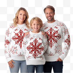 圣诞快乐庆祝家庭穿着丑陋的毛衣