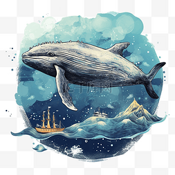 鲸鱼超现实占星风格