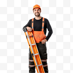 装修工的工具图片_穿着工作服的男建筑工或专业修理