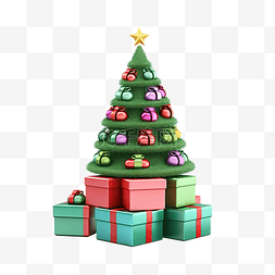 礼品盒与圣诞树隔离网站海报或幸
