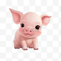 可爱的粉红猪插画