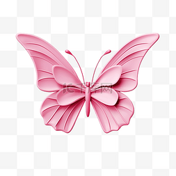 心形粉红丝带图片_带蝴蝶翅膀的粉红丝带