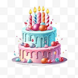 生日蛋糕装饰元素插画