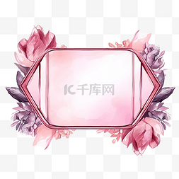 粉色多边形图片_玫瑰石英和粉红色水晶宝石边框标