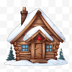 雪景夜图片_卡通冬季房子矢量图像覆盖着雪的