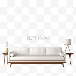 简单白色沙发元素立体免抠图案