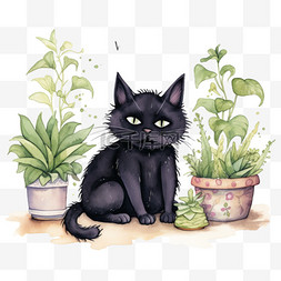 矢量黑色猫咪元素立体免抠图案
