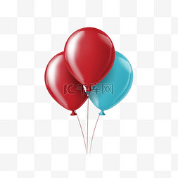 红色图案气球图片_绘画红色气球元素立体免抠图案