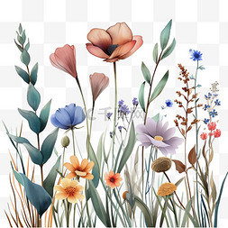 植物花草手绘免抠春天元素
