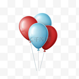 建模红色气球元素立体免抠图案