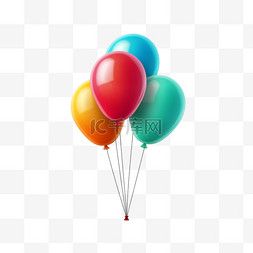 红色图案气球图片_几何红色气球元素立体免抠图案