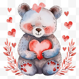 情人节免抠可爱小熊爱心手绘元素