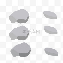 石头灰色系自然元素立体感PNG免扣