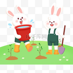 植树节图片_卡通手绘春季传统节日植树节卡通
