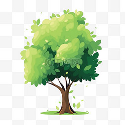 植树节卡通手绘绿色树木23免抠元