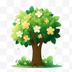 春天植树节卡通手绘绿色树木27PNG