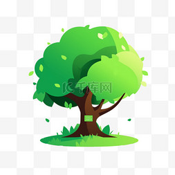 卡通手绘绿色树图片_春天植树节卡通手绘绿色树木23png