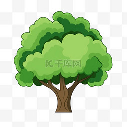 卡通手绘绿色树图片_植树节卡通手绘绿色树木45免抠素