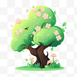 春天植树节卡通手绘绿色树木30PNG