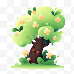 春天植树节卡通手绘绿色树木29设