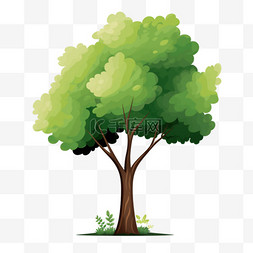 植树节卡通手绘绿色树木27素材