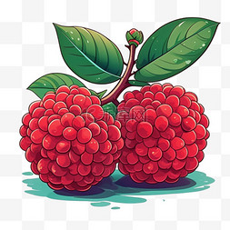 红色水果图片_卡通果树红色荔枝元素