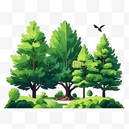 psd立面树图片_绿化立面景观林园树素材