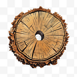 木桩年轮木头切割面插画元素