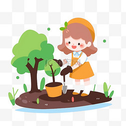 植树节儿童卡通装饰免抠素材