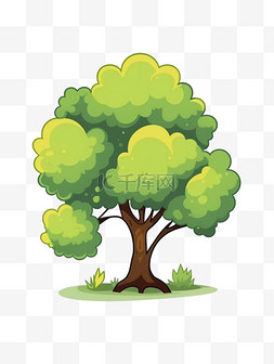 绿色卡通植树节图片_春天植树节大树素材