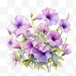 几何紫色牵牛花元素立体免抠图案