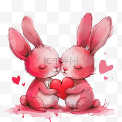 可爱的小兔卡通手绘元素粉色