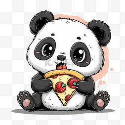 白色缎面图片_可爱熊猫披萨手绘卡通元素