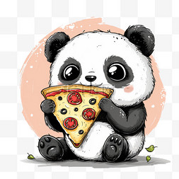 白色缎面图片_可爱熊猫披萨元素卡通手绘