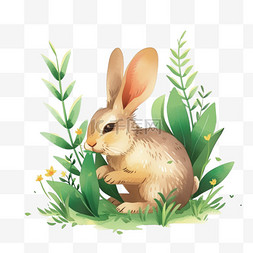 变了图片_春天植物卡通小兔手绘免抠元素