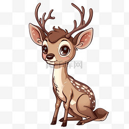 可爱小鹿手绘动物卡通免抠元素