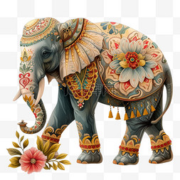 插画大象动物手绘免抠元素