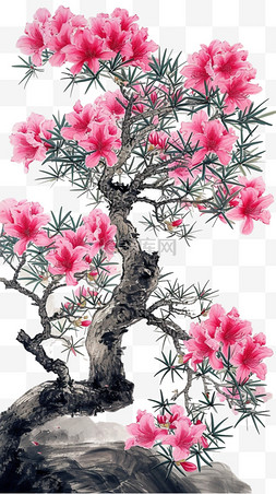 春天植物树木手绘元素花朵
