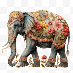 大象动物插画手绘免抠元素