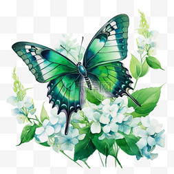几何绿色蝴蝶元素立体免抠图案