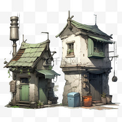 简洁独栋小屋元素立体免抠图案