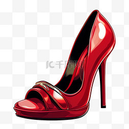 红色高跟鞋矢量元素插画