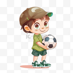 表情呆图片_可爱男孩足球卡通免抠元素手绘