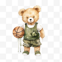 纹理篮球小熊元素立体免抠图案