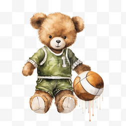 艺术篮球小熊元素立体免抠图案