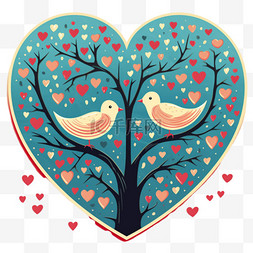 3d爱心爱情鸟元素立体免抠图案