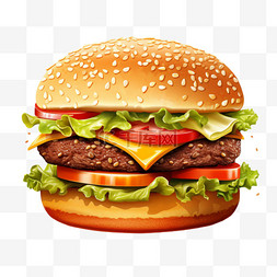合成汉堡包食物元素立体免抠图案