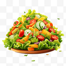蔬菜沙拉元素立体免抠图案3d