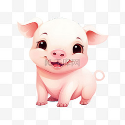 粉色小猪图片_粉色小猪元素立体免抠图案合成