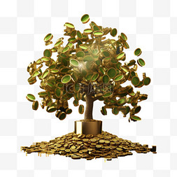 发财树摇钱树元素立体免抠图案装